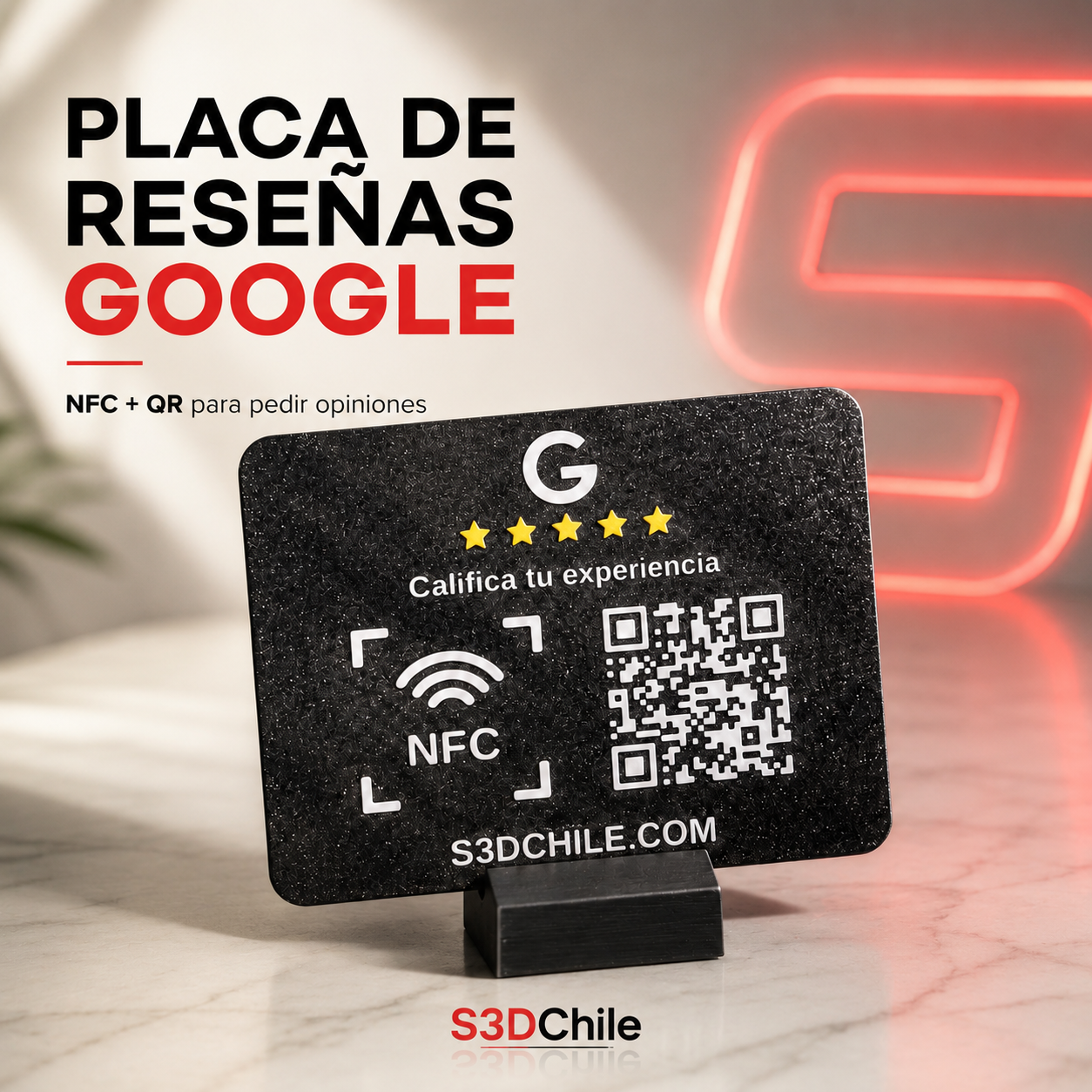 Placa de Reseñas Google con NFC + QR