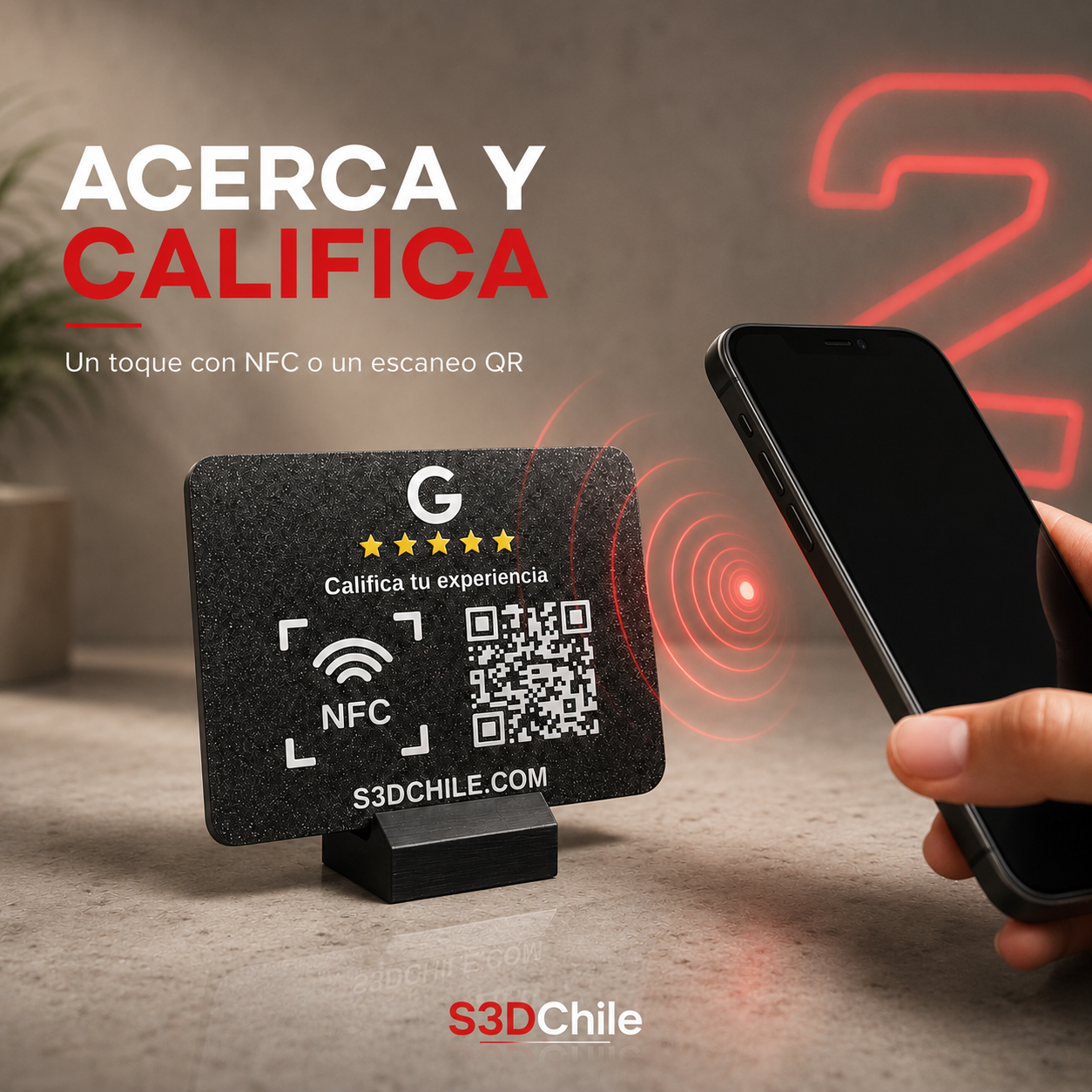 Placa de Reseñas Google con NFC + QR