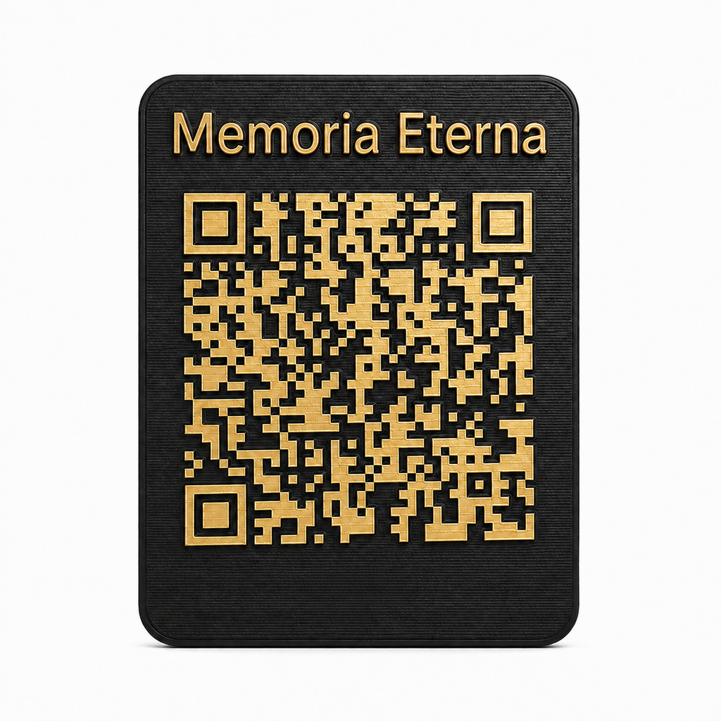 Placa Conmemorativa Memoria Eterna QR y NFC Personalizada en PETG